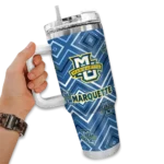 customized marquette golden eagles bold diamonds blue curved tumbler best selling.webp