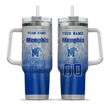customized memphis tigers gradient dots blue curved tumbler best selling.webp