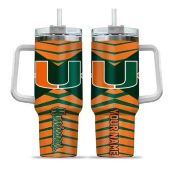 customized miami hurricanes chevron layers orange curved tumbler best selling.webp