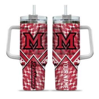 customized miami redhawks chevron angle red curved tumbler best selling.webp