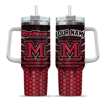 customized miami redhawks hex texture red curved tumbler best selling.webp