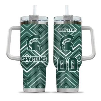 customized michigan state spartans bold diamonds green curved tumbler best selling.webp