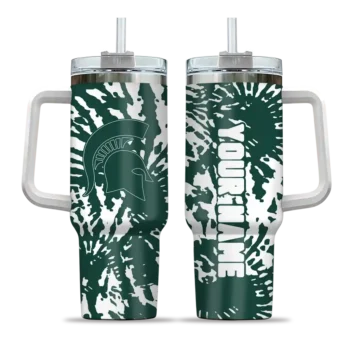 customized michigan state spartans burst swirl green curved tumbler best selling.webp