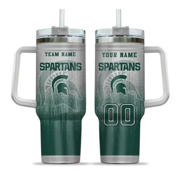 customized michigan state spartans gradient dots green curved tumbler best selling.webp