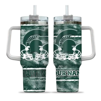 customized michigan state spartans honey streaks green curved tumbler best selling.webp