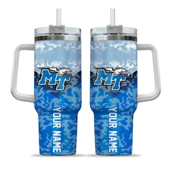 customized middle tennessee blue raiders chevron stripe blue curved tumbler best selling.webp
