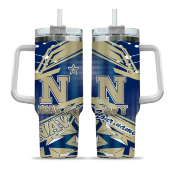 customized navy midshipmen abstract paths blue curved tumbler best selling.webp