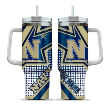 customized navy midshipmen arrow burst blue curved tumbler best selling.webp