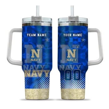 customized navy midshipmen geometric prism blue curved tumbler best selling.webp