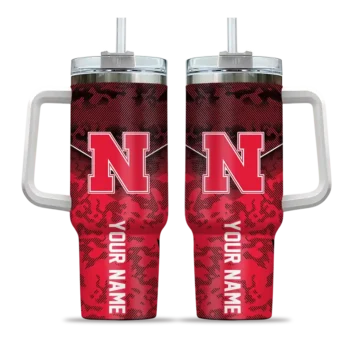 customized nebraska cornhuskers chevron stripe red curved tumbler best selling.webp