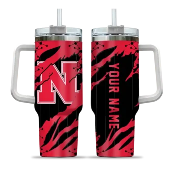 customized nebraska cornhuskers claw cut red black curved tumbler best selling.webp