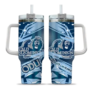 customized old dominion monarchs abstract paths blue curved tumbler best selling.webp