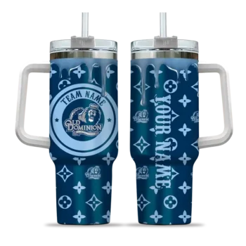 customized old dominion monarchs bullseye drips blue curved tumbler best selling.webp