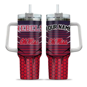 customized ole miss rebels hex texture red curved tumbler best selling.webp