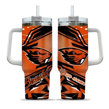 customized oregon state beavers abstract paths orange curved tumbler best selling.webp