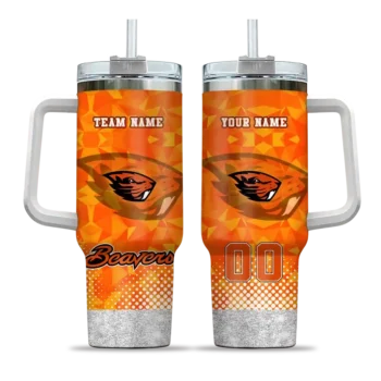 customized oregon state beavers geometric prism orange curved tumbler best selling.webp
