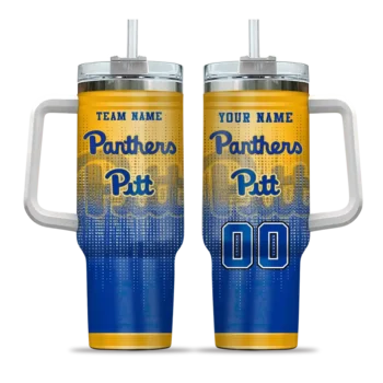 customized pittsburgh panthers gradient dots royal blue curved tumbler best selling.webp