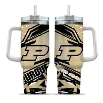 customized purdue boilermakers abstract paths gold curved tumbler best selling.webp