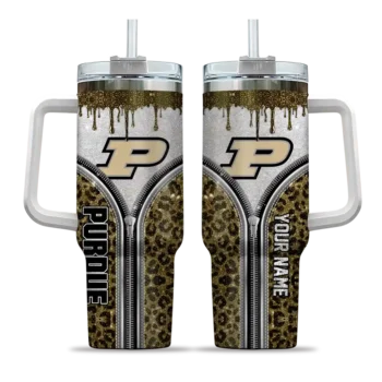 customized purdue boilermakers leopard zipper gold curved tumbler best selling.webp
