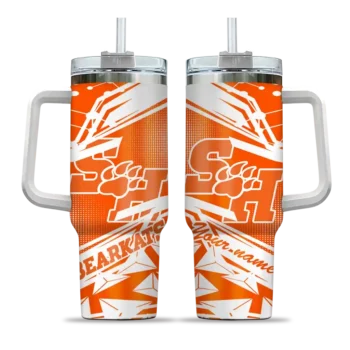 customized sam houston bearkats abstract paths orange curved tumbler best selling.webp