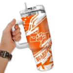 customized sam houston bearkats abstract paths orange curved tumbler best selling.webp