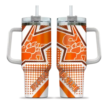customized sam houston bearkats arrow burst orange curved tumbler best selling.webp