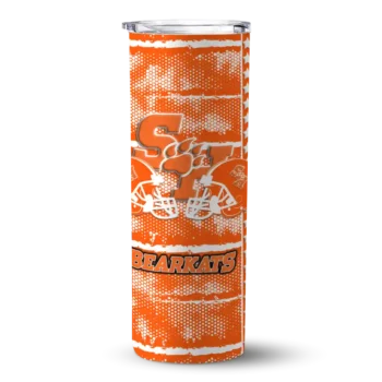 customized sam houston bearkats chevron patch orange skinny tumbler best selling.webp