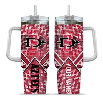 customized san diego state aztecs chevron angle red curved tumbler best selling.webp