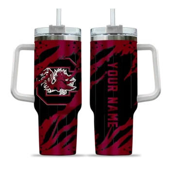 customized south carolina gamecocks claw cut garnet black curved tumbler best selling.webp