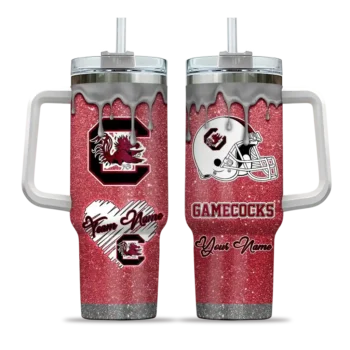 customized south carolina gamecocks heart helmet motif garnet curved tumbler best selling.webp