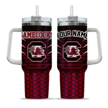 customized south carolina gamecocks hex texture garnet curved tumbler best selling.webp