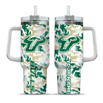 customized south florida bulls camo mashup green white curved tumbler best selling.webp