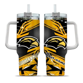 customized southern miss golden eagles abstract paths black curved tumbler best selling.webp