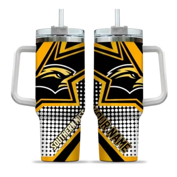 customized southern miss golden eagles arrow burst black curved tumbler best selling.webp
