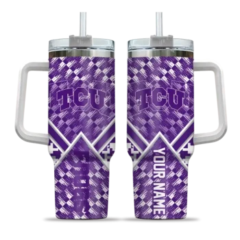 customized tcu horned frogs chevron angle purple curved tumbler best selling.webp