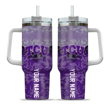 customized tcu horned frogs chevron stripe purple curved tumbler best selling.webp