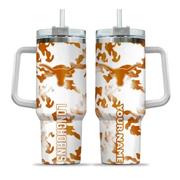 customized texas longhorns camo mashup orange white curved tumbler best selling.webp