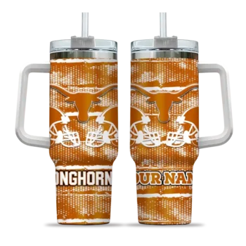 customized texas longhorns honey streaks orange curved tumbler best selling.webp