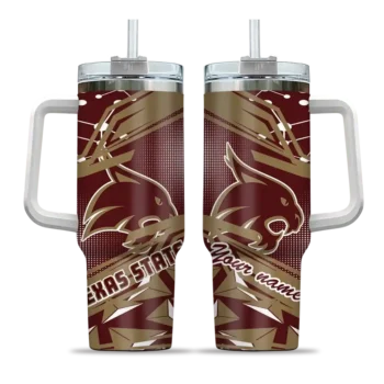 customized texas state bobcats abstract paths maroon curved tumbler best selling.webp