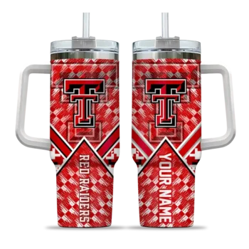 customized texas tech red raiders chevron angle red curved tumbler best selling.webp