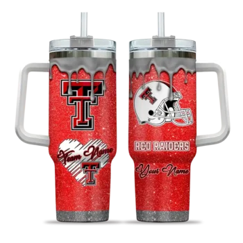 customized texas tech red raiders heart helmet motif red curved tumbler best selling.webp