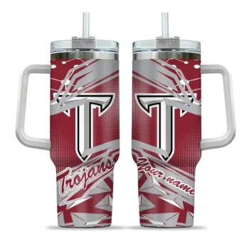 customized troy trojans abstract paths red curved tumbler best selling.webp