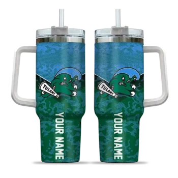 customized tulane green wave chevron stripe green curved tumbler best selling.webp