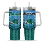 customized tulane green wave hex texture green curved tumbler best selling.webp