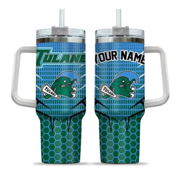 customized tulane green wave hex texture green curved tumbler best selling.webp