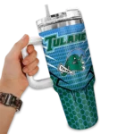 customized tulane green wave hex texture green curved tumbler best selling.webp