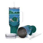 customized tulane green wave hex texture green curved tumbler best selling.webp