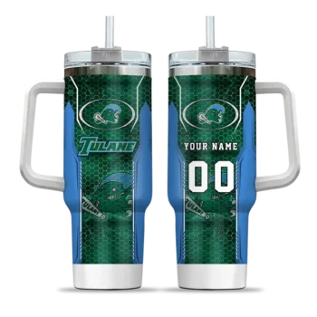 customized tulane green wave hexagon armor green curved tumbler best selling.webp