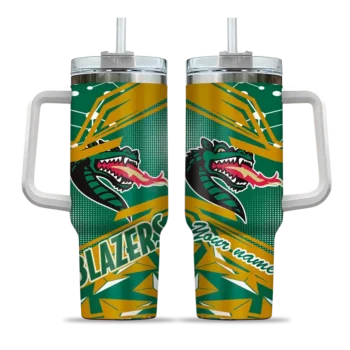 customized uab blazers abstract paths green curved tumbler best selling.webp