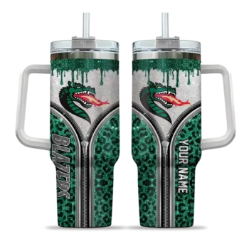customized uab blazers leopard zipper green curved tumbler best selling.webp